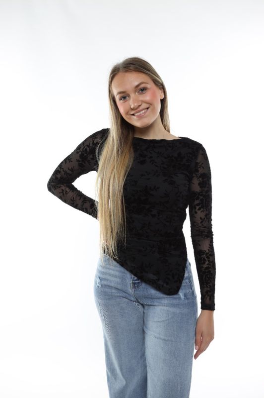 Schuine top met bloemenprint